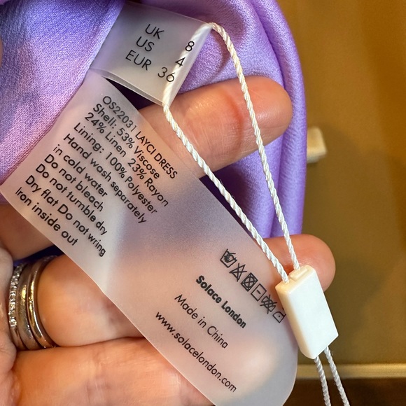 NWT SOLACE LONDON, Layci one-shoulder ruffle shantung lav dress, Sz 4 - Picture 9 of 14